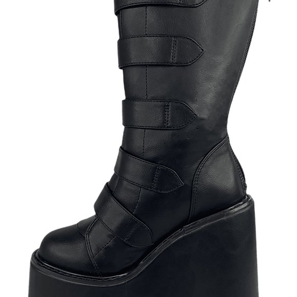YRU Dune Strapped X Platform Boots in Blackout - Picture 5 of 5